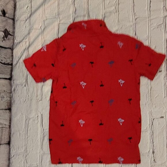 365 Kids Boys Size 7 Red Polo with Palm Trees - Picture 3 of 5